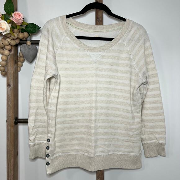 Aerie Long Sleeve Boat Neck Striped Sweatshirt Size Large - Picture 2 of 8